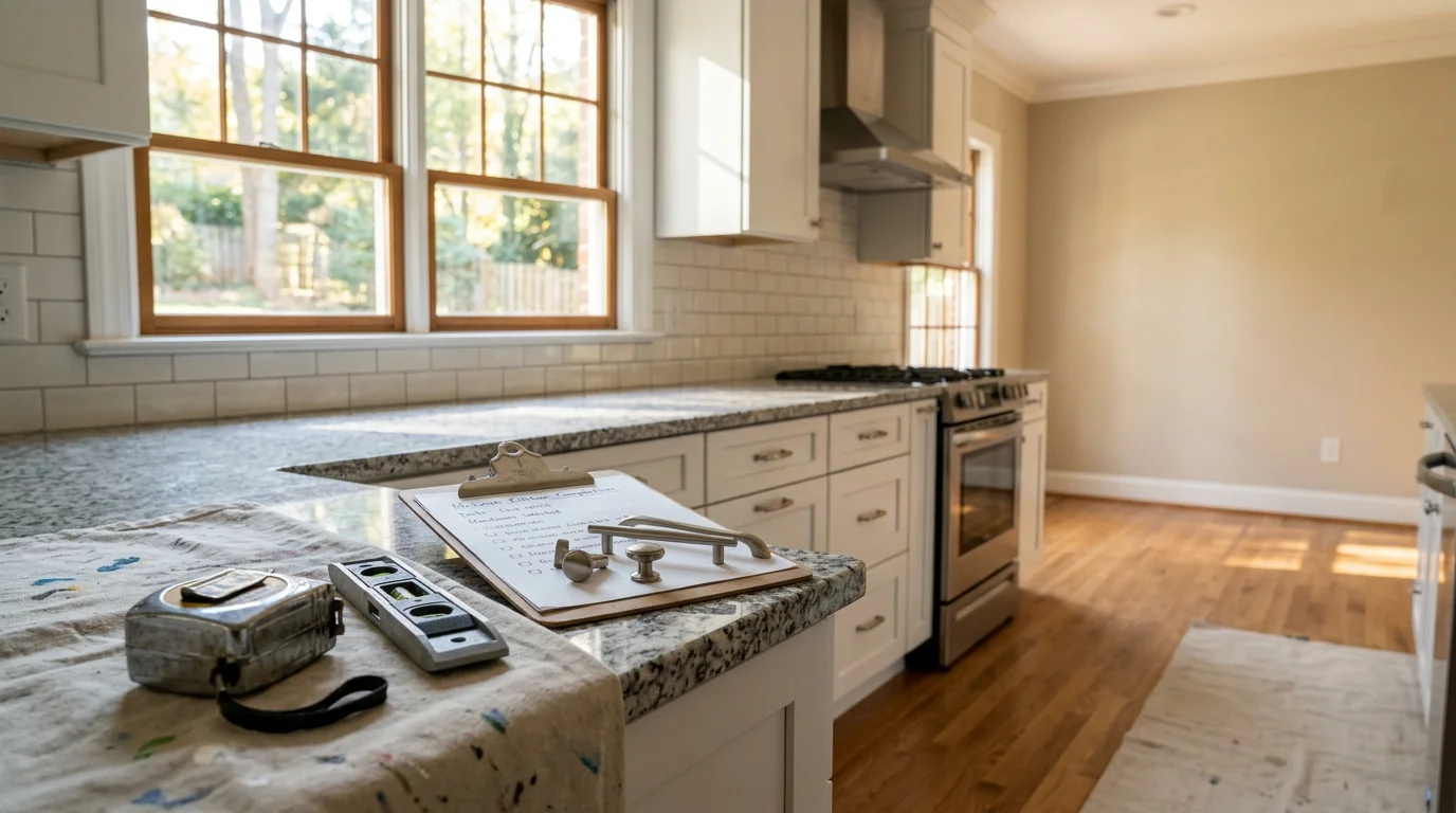 Modern kitchen with custom cabinets and countertops